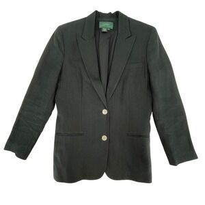 Lauren Ralph Lauren Women's Charcoal Gray 100% Linen Blazer Size 12